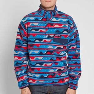 Patagonia Synchilla Aztec Sweater Delta Wave Fleece Southwestern Snap-T Navy XS